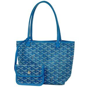 RARE Authentic Goyard Mini Saint Louis Anjou Blue Shoulder Tote Bag & Pouch